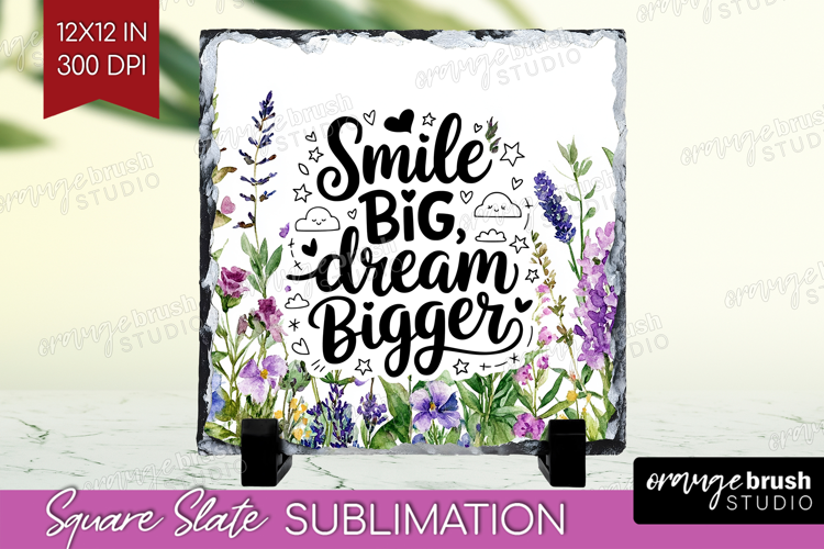 Inspirational Quote Slate PNG - Wildflowers Square Slate
