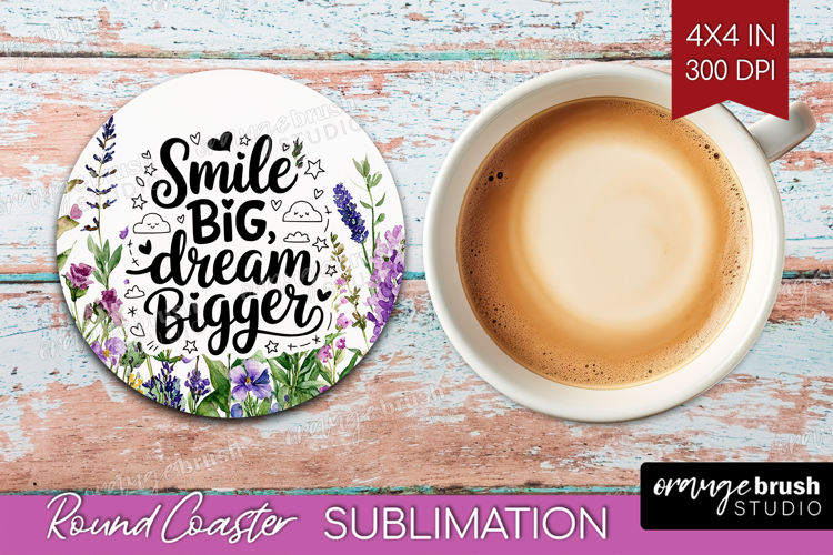 Inspirational Quote Round Coaster - Wildflowers Coaster PNG