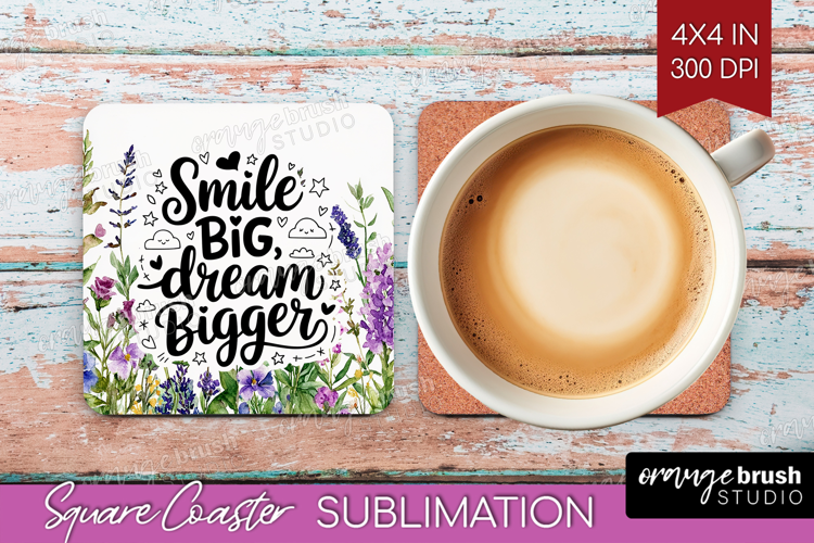 Inspirational Quote Square Coaster - Wildflowers Coaster PNG