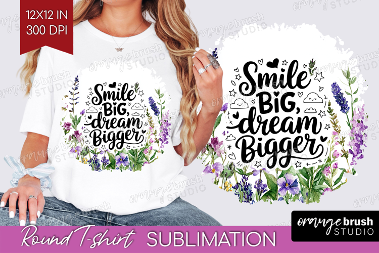 Inspirational Quote Round Tshirt Background - Wildflowers