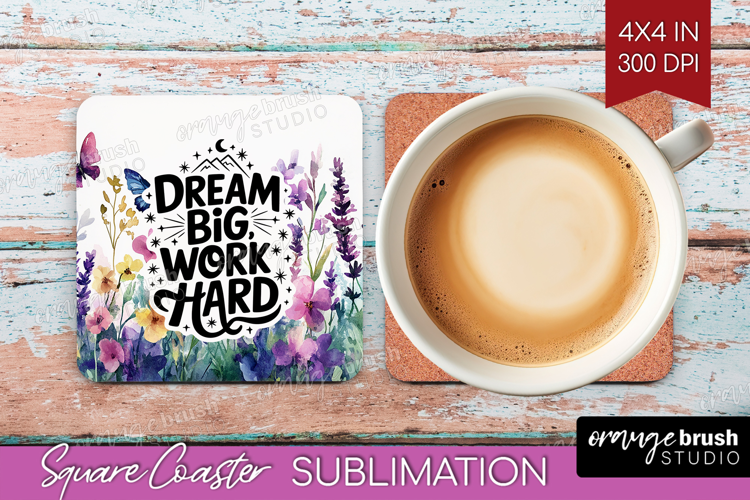 Inspirational Quote Square Coaster - Wildflowers Coaster PNG