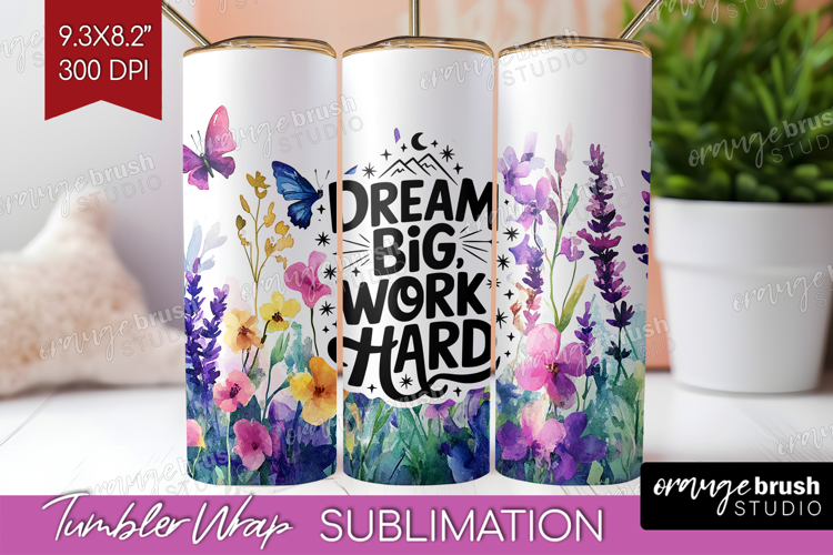 Inspirational Quote Tumbler Wrap - Wildflowers Tumbler PNG