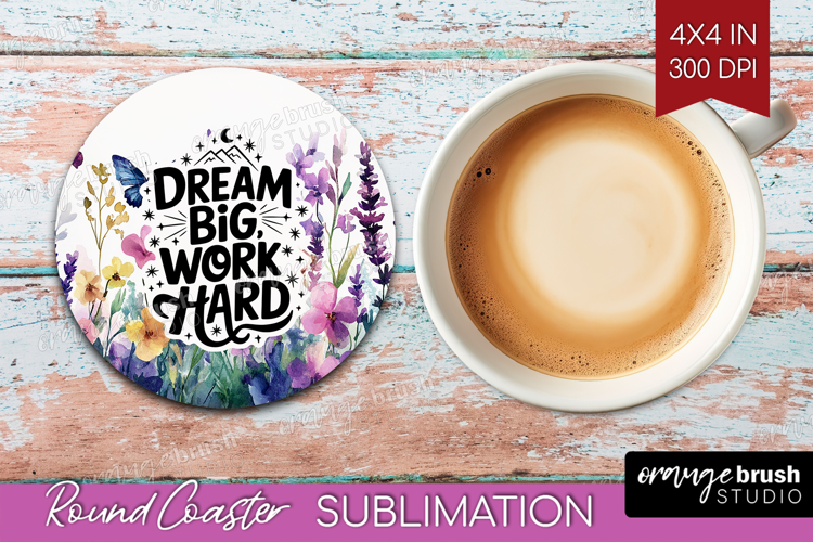 Inspirational Quote Round Coaster - Wildflowers Coaster PNG