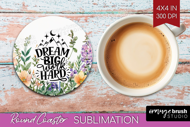 Inspirational Quote Round Coaster - Wildflowers Coaster PNG