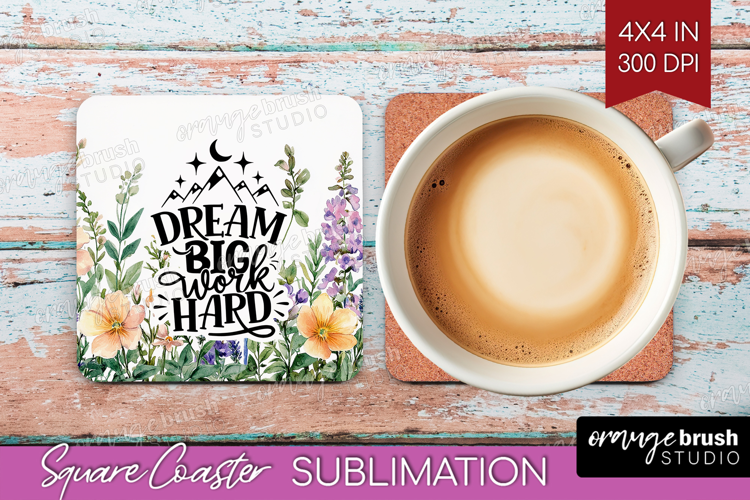 Inspirational Quote Square Coaster - Wildflowers Coaster PNG