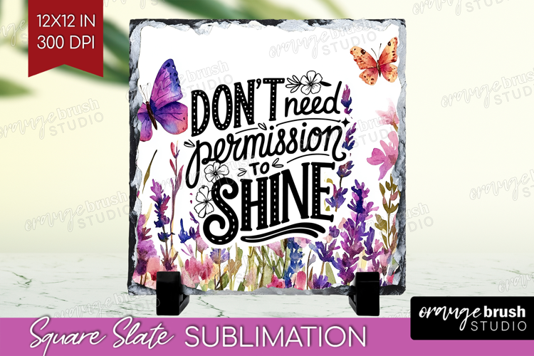 Inspirational Quote Slate PNG - Wildflowers Square Slate