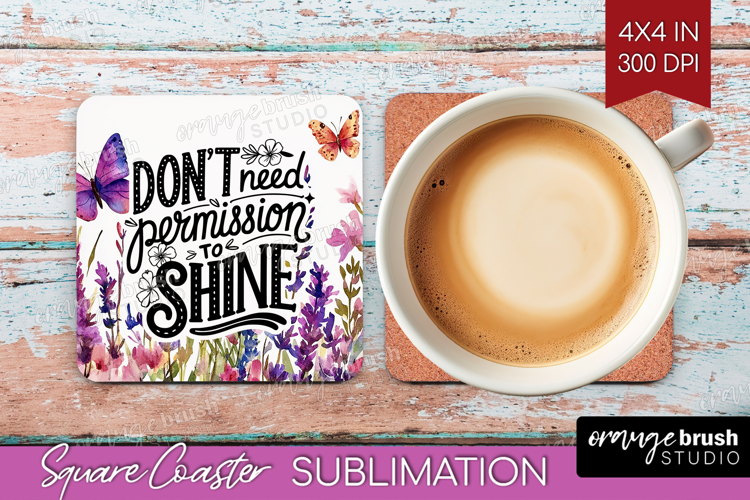 Inspirational Quote Square Coaster - Wildflowers Coaster PNG