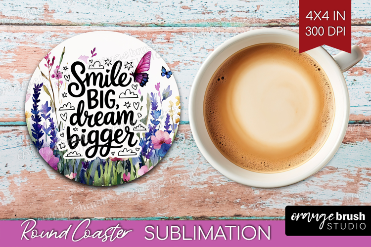 Inspirational Quote Round Coaster - Wildflowers Coaster PNG