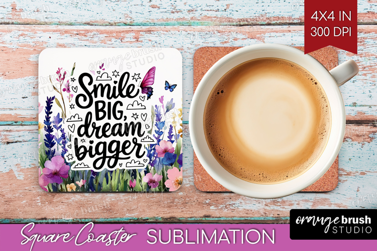 Inspirational Quote Square Coaster - Wildflowers Coaster PNG