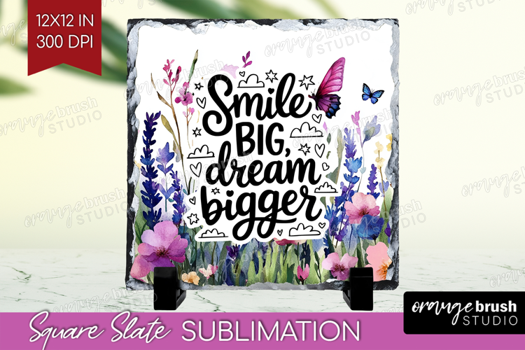 Inspirational Quote Slate PNG - Wildflowers Square Slate