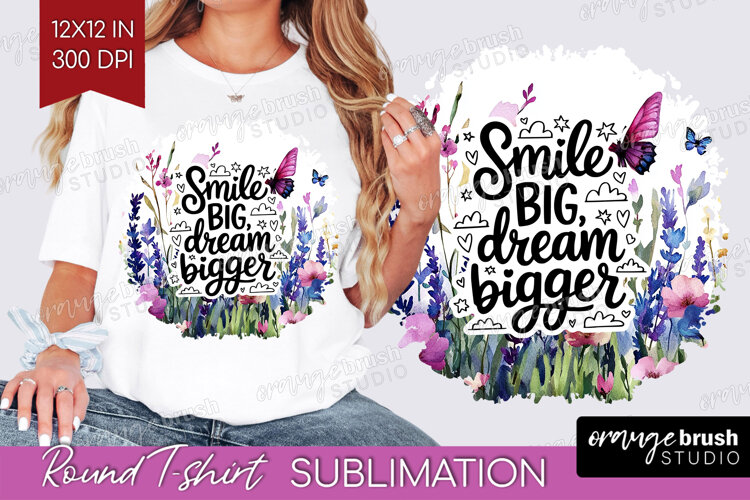 Inspirational Quote Round Tshirt Background - Wildflowers example image 1