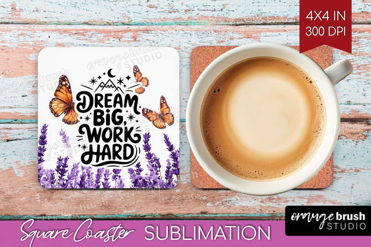 Inspirational Quote Square Coaster - Wildflowers Coaster PNG