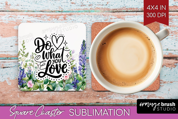 Inspirational Quote Square Coaster - Wildflowers Coaster PNG