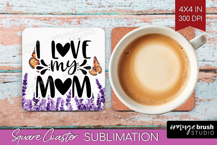 Mothers Day Quote Square Coaster - Wildflowers Coaster PNG