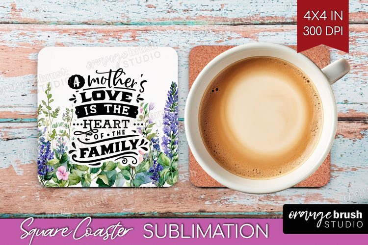 Mothers Day Quote Square Coaster - Wildflowers Coaster PNG