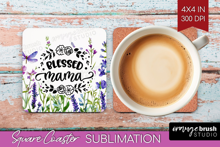 Mothers Day Quote Square Coaster - Wildflowers Coaster PNG