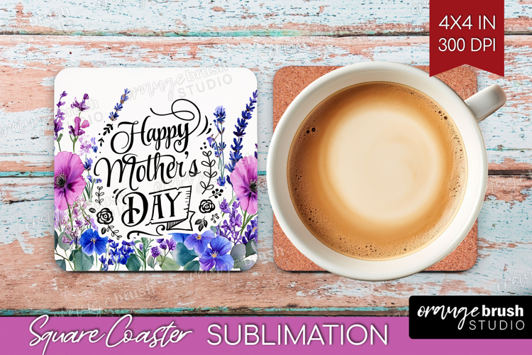 Mothers Day Quote Square Coaster - Wildflowers Coaster PNG