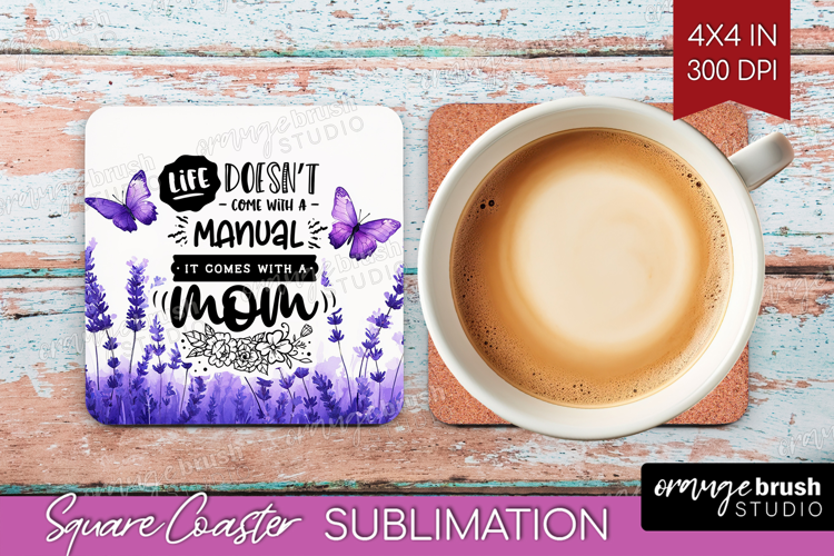 Mothers Day Quote Square Coaster - Wildflowers Coaster PNG