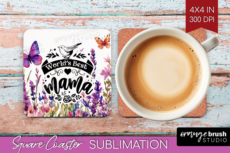 Mothers Day Quote Square Coaster - Wildflowers Coaster PNG