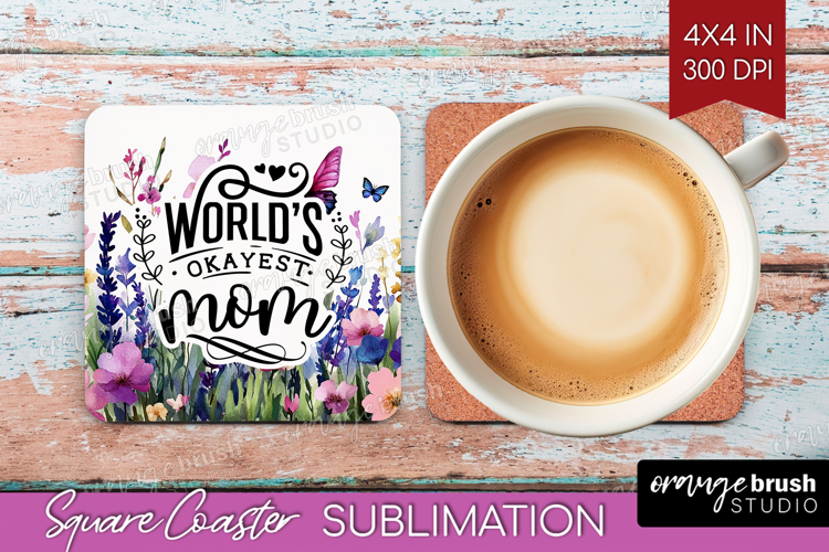 Mothers Day Quote Square Coaster - Wildflowers Coaster PNG