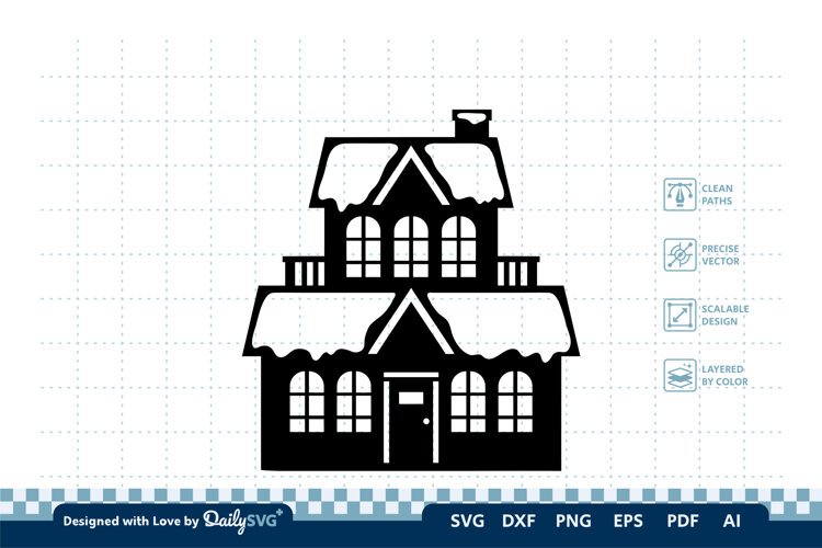 Winter House SVG | Cozy Snowy Cabin Cut File example image 1