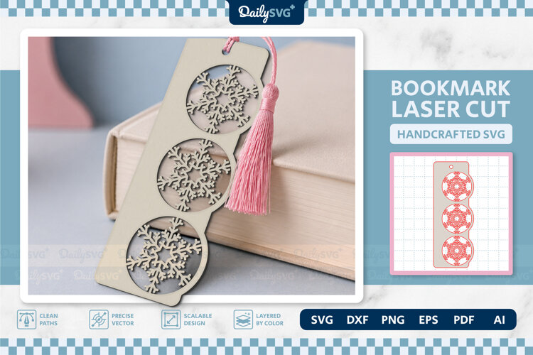 Winter Snowflake Bookmark SVG | Christmas Cut File example image 1