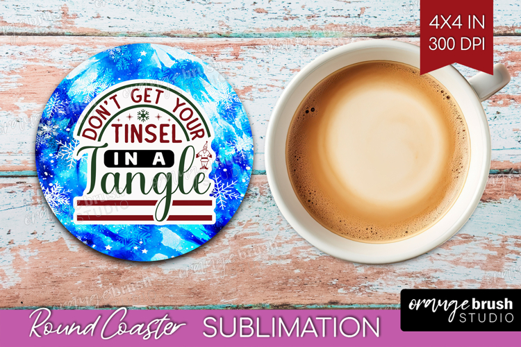 Sarcastic Christmas Quote Round Coaster - Winter Tie Dye PNG
