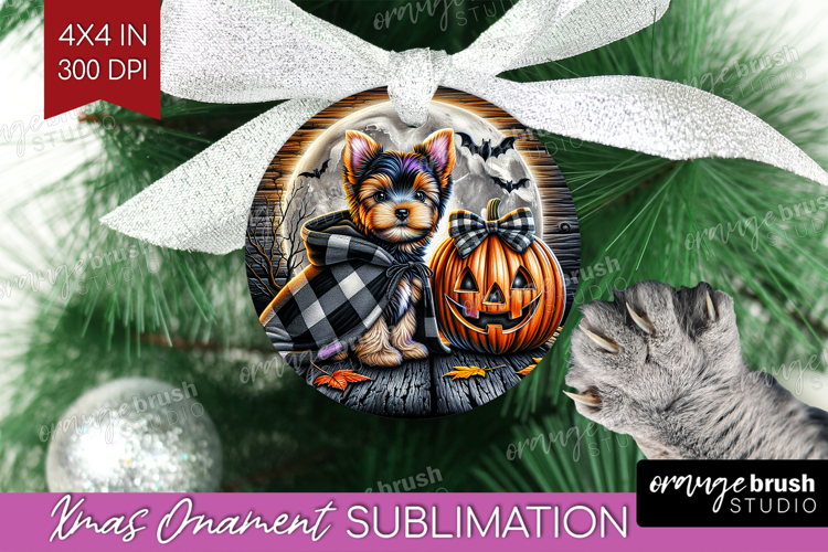 Yorkie Dog Ornament PNG Halloween PNG Sublimation