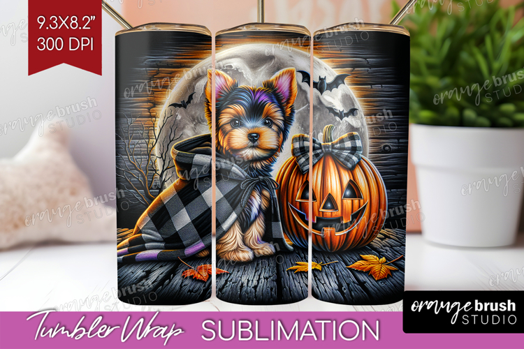 Yorkie Dog Tumbler Wrap Halloween Tumbler PNG Sublimation