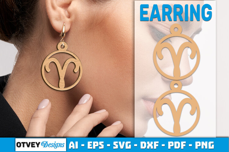 Zodiac Earring Lasercut | Earring Design Lasercut example image 1