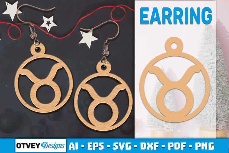 Zodiac Earring Lasercut | Earring Design Lasercut example image 1
