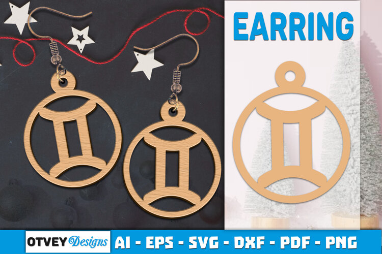 Zodiac Earring Lasercut | Earring Design Lasercut example image 1