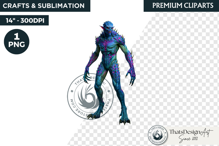 Halloween Acid Monster Clipart PNG Neon Fantasy Character