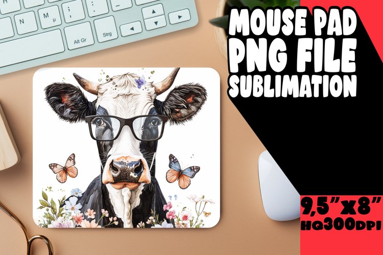 Chic Watercolor Cow Mouse Pad - Farmhouse Chic Decor