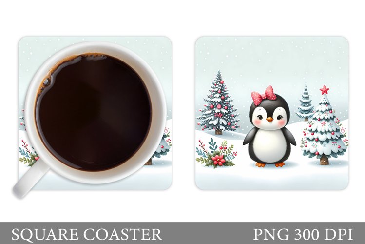 Cute Penguin Coaster Design. Cute Penguin Sublimation example image 1