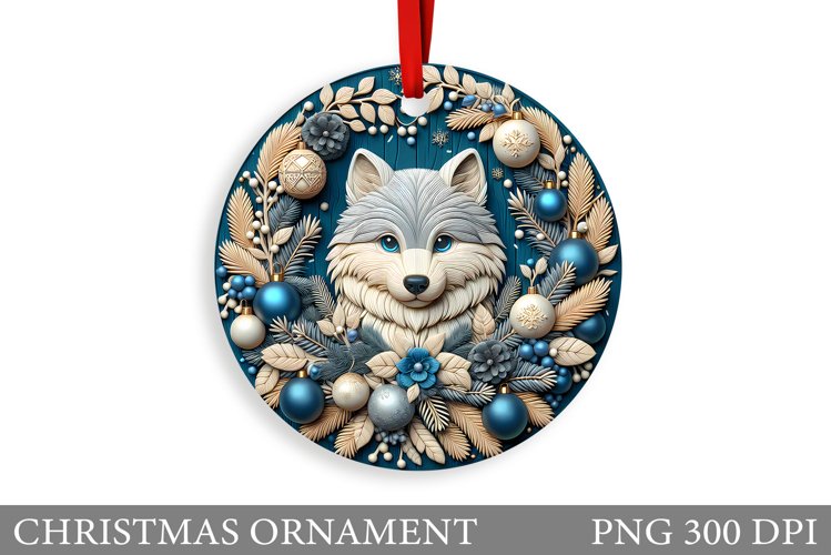 Cute Wolf Christmas Ornament. Christmas Ornament Sublimation example image 1