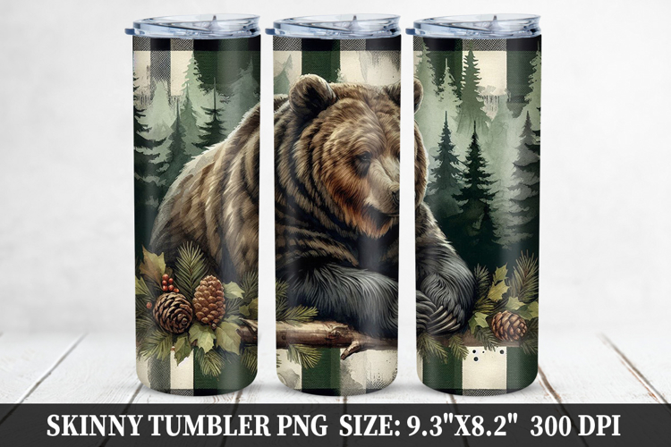 Bear Skinny Tumbler 20oz Wrap Design, Animal Tumbler Wrap