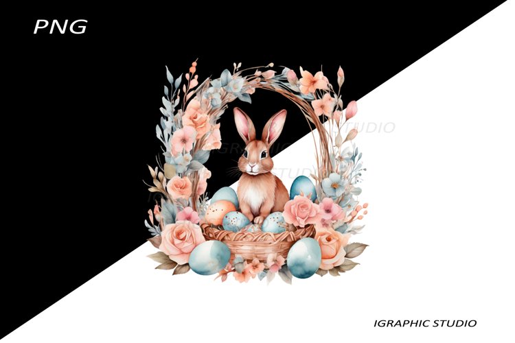 Easter Clipart, Easter Egg Basket Clipart, Easter Bunny Png