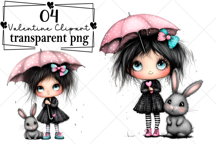 Whimsical Forest Valentine Animals Clipart Watercolor PNG