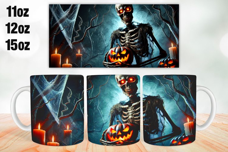 Halloween Skull Mug Wrap Sublimation 11oz, 12oz, 15oz
