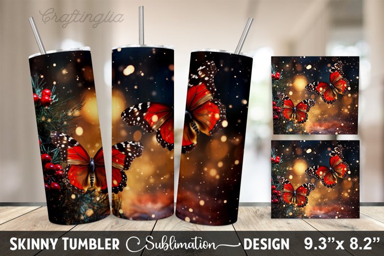 Christmas Butterfly Tumbler Design