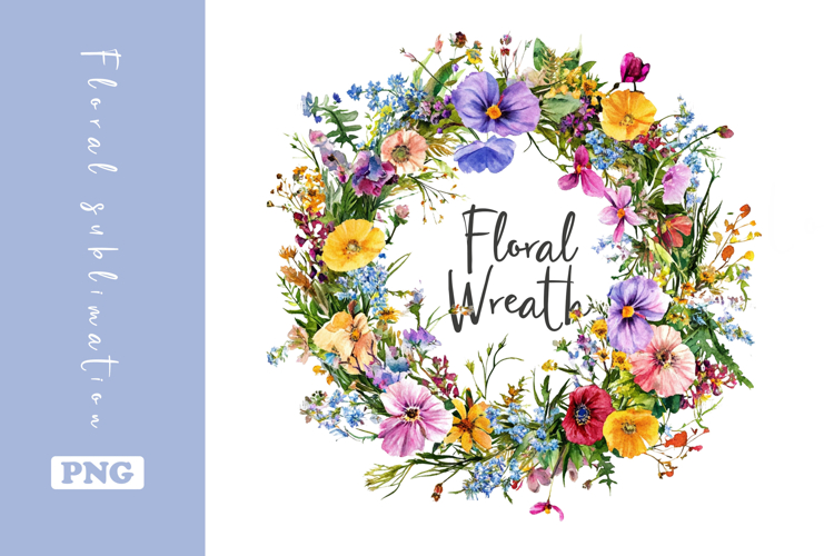 Watercolor Lovely Wildflower Wreath Clipart