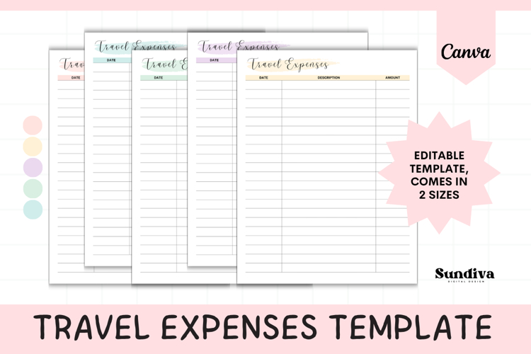 Travel Expenses Editable Template 4 | Travel Planner