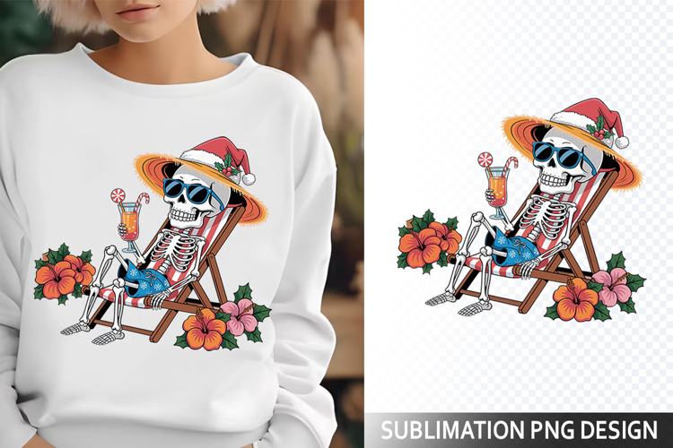 Funny Summer Skeleton Illustration - Sublimation PNG Design