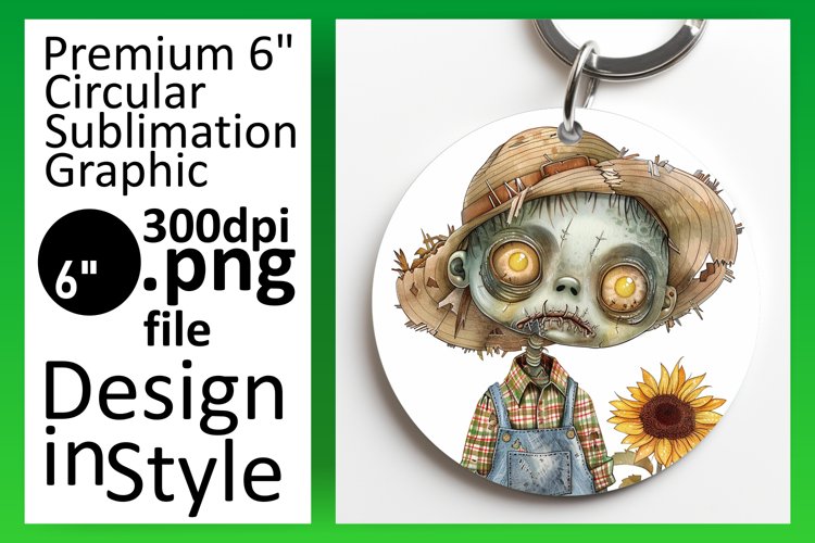 Halloween Round Design: Watercolor Scarecrow