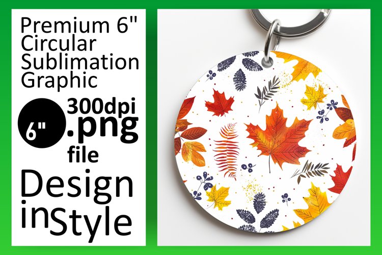 Fall Foliage Watercolor Round Design Sublimation Art example image 1