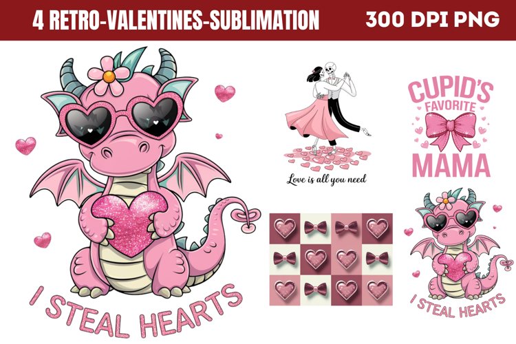 Retro Valentines Sublimation PNG