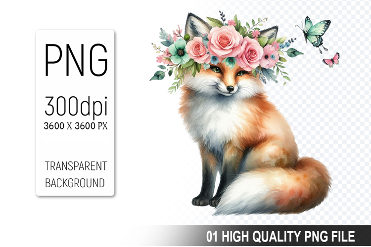 Cute Watercolor Fox Clipart Image 12