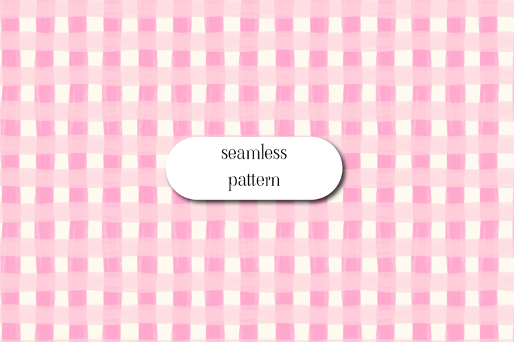 Soft Pink Gingham Seamless Hand Painted Pattern