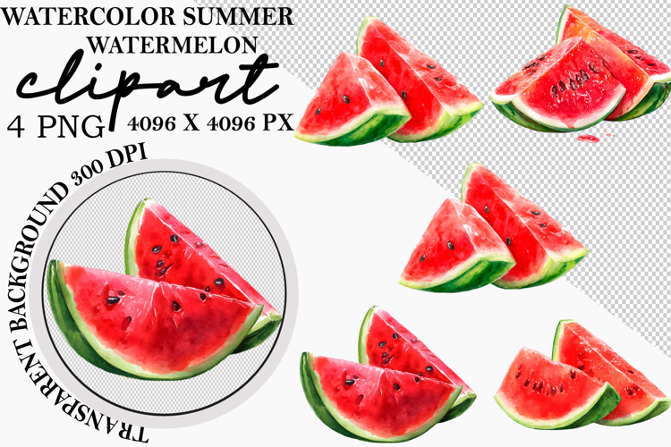 Whimsical Watercolor Summer Watermelon Clipart png